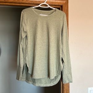 Athleta Long Sleeve Olive Green Top Size L. Very Soft!